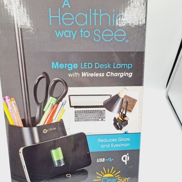 OttLite Merge LED Desk Lamp with Wireless Charging With 3 Brightness Settings - Picture 3 of 12